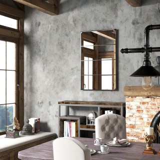 Καθρέφτης τοίχου HOMCOM Industrial Style με 4 γάντζους, από πολυστρ...