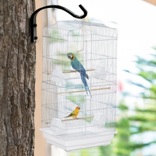PawHut Bird Cage with Perches, Swing and Bowls, Metal and Plastic A... PawHut Bird Cage with Perches, Swing and Bowls, Metal and Plastic A...