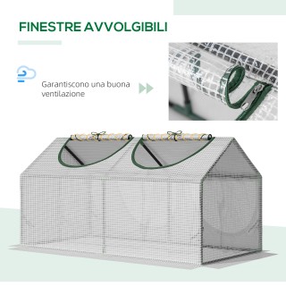 Outsunny Mini Garden Greenhouse με 2 κυλιόμενα παράθυρα και κάλυμμα...