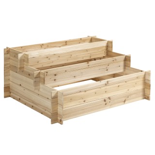 Outsunny 3 επιπέδων Spruce Wood Planter, Υπαίθριο υπερυψωμένο κουτί...
