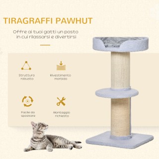 PawHut Cat Scratching Post με κρεβάτι, βελούδινο κάλυμμα και στύλο ...
