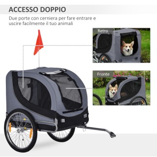 PawHut Bike Trailer για σκύλους μεσαίου μεγέθους με πλαϊνά παράθυρα...