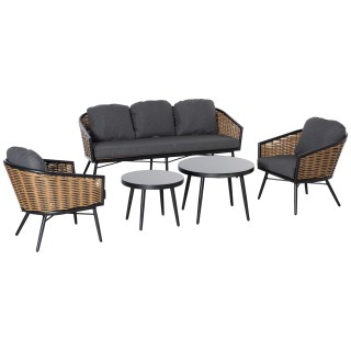 Σετ Έπιπλα Κήπου Outsunny 5 τεμαχίων Rattan, Lounge εξωτερικού χώρο...