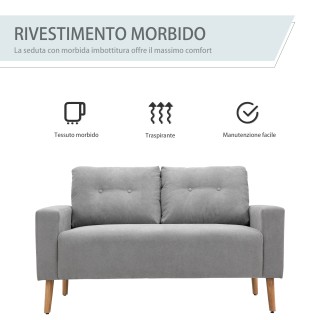 HOMCOM 2θέσιος Συμπαγής Καναπές Μοντέρνας Σχεδίασης, Καπιτονέ πλάτη...