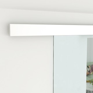 Διαφανής Γυάλινη Συρόμενη Πόρτα με Σετ Ράγα και Λαβή Αλουμινίου 210...