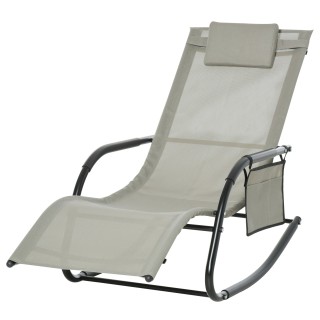Outsunny Garden Rocking Lounger με προσκέφαλο και πλαϊνή τσέπη μαύρ... Outsunny Garden Rocking Lounger με προσκέφαλο και πλαϊνή τσέπη μαύρ...