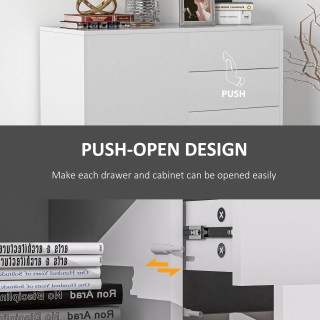 HOMCOM Μοντέρνος Μπουφές με 2 Ντουλάπες και 2 Συρτάρια με Άνοιγμα Π...