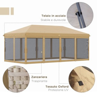 Πτυσσόμενο κιόσκι κήπου 6x3m με κουνουπιέρα, ρυθμιζόμενο ύψος και τ... Πτυσσόμενο κιόσκι κήπου 6x3m με κουνουπιέρα, ρυθμιζόμενο ύψος και τ...