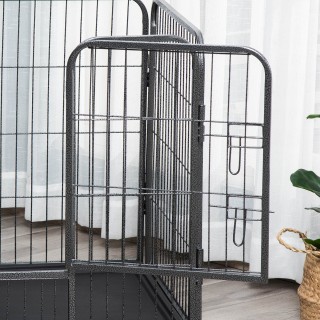 PawHut Dog Παρκοκρέβατο Μεταλλικός φράχτης για κατοικίδια με 4 πάνε...