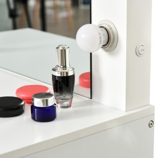 Σετ τραπεζιού μακιγιάζ Homcom με συρτάρι και σκαμπό LED 12 φώτα καθ... Σετ τραπεζιού μακιγιάζ Homcom με συρτάρι και σκαμπό LED 12 φώτα καθ...