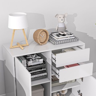 HOMCOM Μοντέρνος Μπουφές με 2 Ντουλάπες και 2 Συρτάρια με Άνοιγμα Π...