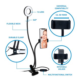 LED Φωτιστικό Δαχτυλίδι 9 cm με Εύκαμπτο Βραχίονα και Βάση Κινητού ... LED Φωτιστικό Δαχτυλίδι 9 cm με Εύκαμπτο Βραχίονα και Βάση Κινητού ...