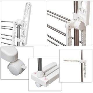 Πτυσσόμενη Απλώστρα 3 Επιπέδων με Ρόδες 142 x 55 x 152 cm HOMCOM 03...