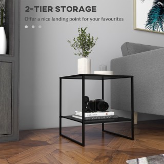 Τραπεζάκι σαλονιού HOMCOM Industrial Style σε ατσάλι με 2 ράφια, 40...