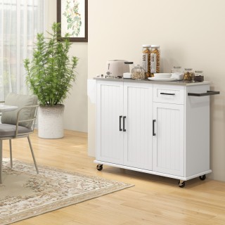 HOMCOM Kitchen Island με συρτάρι, ντουλάπι και 2 ανοιχτά ράφια, από...