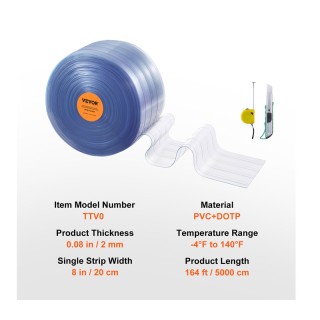 Λωριδοκουρτίνα από PVC Διάφανη 5000 x 20 cm VEVOR JPVC164X81PCSCNTTV0 Λωριδοκουρτίνα από PVC Διάφανη 5000 x 20 cm VEVOR JPVC164X81PCSCNTTV0