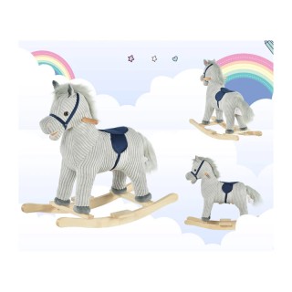 Λούτρινο Κουνιστό Αλογάκι με Μουσική και Ξύλινη Βάση HOMCOM 330-105