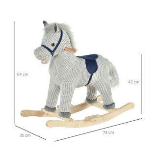 Λούτρινο Κουνιστό Αλογάκι με Μουσική και Ξύλινη Βάση HOMCOM 330-105