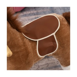 Λούτρινο Κουνιστό Αλογάκι με Μουσική και Ξύλινη Βάση Χρώματος Καφέ ...