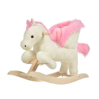 Λούτρινο Κουνιστό Αλογάκι με Μουσική και Ξύλινη Βάση HOMCOM 330-114