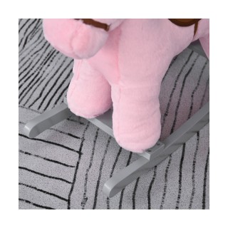 Λούτρινο Κουνιστό Αλογάκι με Μουσική Ξύλινη Βάση και Αρκουδάκι Χρώμ...