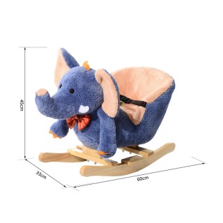 Λούτρινος Κουνιστός Ελέφαντας με Μουσική και Ξύλινη Βάση HOMCOM 330...