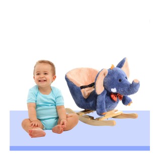 Λούτρινος Κουνιστός Ελέφαντας με Μουσική και Ξύλινη Βάση HOMCOM 330...