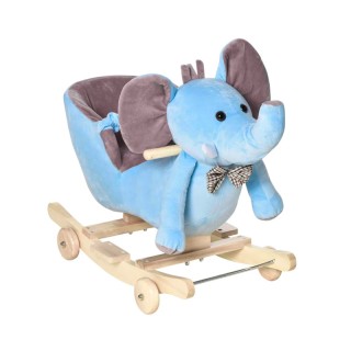 Λούτρινος Κουνιστός Ελέφαντας με Μουσική και Ξύλινη Βάση 2 σε 1 Χρώ...