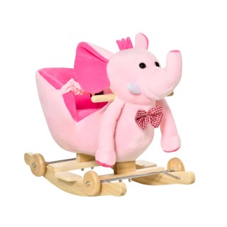 Λούτρινος Κουνιστός Ελέφαντας με Μουσική και Ξύλινη Βάση 2 σε 1 Χρώ...