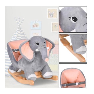 Λούτρινος Κουνιστός Ελέφαντας με Μουσική και Ξύλινη Βάση Bakaji 028...