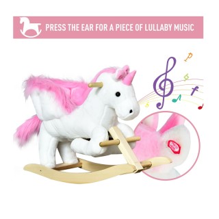 Λούτρινος Κουνιστός Μονόκερος με Μουσική και Ξύλινη Βάση HOMCOM 330...