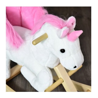 Λούτρινος Κουνιστός Μονόκερος με Μουσική και Ξύλινη Βάση HOMCOM 330...