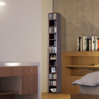 HomCom Ντουλάπα Κολώνη Βιβλιοθήκη τοίχου με Ξύλινα Ράφια, Καφέ, 21x...
