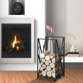 HOMCOM Ατσάλινη θήκη κορμού εσωτερικού και εξωτερικού χώρου, Ξύλινη...