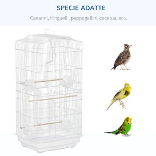 PawHut Bird Cage with Perches, Swing and Bowls, Metal and Plastic A... PawHut Bird Cage with Perches, Swing and Bowls, Metal and Plastic A...
