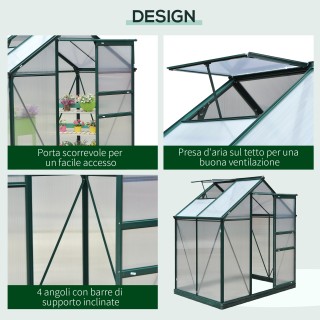 Outsunny Polycarbonate Garden Garden Anti UV 190x132x201cm, Φυτικό ...