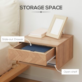 Σετ HOMCOM 2 Μοντέρνα Κρεμαστά Κομοδίνα με Συρτάρι και Ξύλινο Ράφι ...