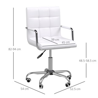 Καρέκλα Γραφείου 52.5 x 54 x 84-99 cm Χρώματος Λευκό HOMCOM 02-0701