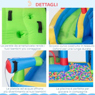 Outsunny Bouncy Castle για παιδιά με τσουλήθρα, τραμπολίνο και πισί...