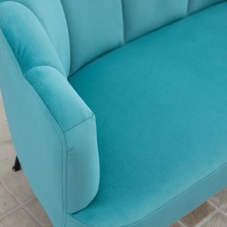 HOMCOM 2θέσιος βελούδινος καναπές με μεταλλικά πόδια και πλάτη με κ...