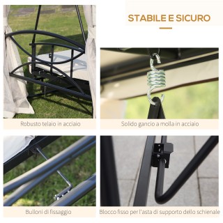 Outsunny ανακλινόμενο κιόσκι με 3θέσιο καναπέ κουνιστή και μπεζ κου... Outsunny ανακλινόμενο κιόσκι με 3θέσιο καναπέ κουνιστή και μπεζ κου...