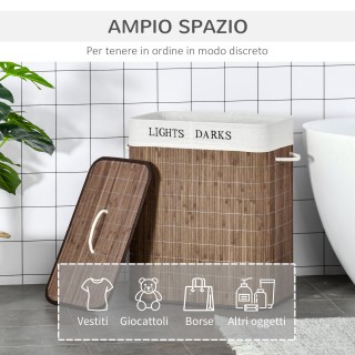 Καλάθι πλυντηρίου μπαμπού HOMCOM 100L με 2 θήκες, καπάκι και λαβές,... Καλάθι πλυντηρίου μπαμπού HOMCOM 100L με 2 θήκες, καπάκι και λαβές,...