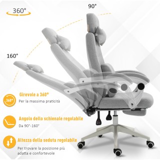 Καρέκλα γραφείου Vinsetto Εργονομική καρέκλα, οσφυϊκό μαξιλάρι, προ...