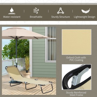 Outsunny Garden Lounger με ρυθμιζόμενη πλάτη σε 5 θέσεις, από ατσάλ...