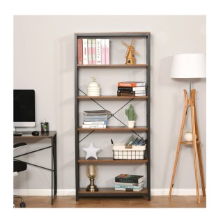 Μεταλλική Βιβλιοθήκη με 6 Ράφια 80 x 30 x 180 cm HOMCOM 836-279 Μεταλλική Βιβλιοθήκη με 6 Ράφια 80 x 30 x 180 cm HOMCOM 836-279