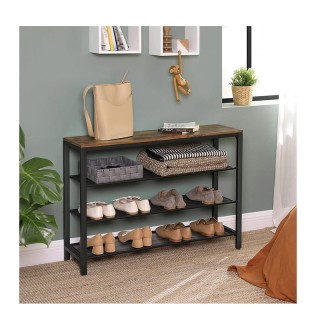 Μεταλλική Παπουτσοθήκη με 3 Ράφια και Πάγκο 100 x 30 x 72 cm VASAGL...
