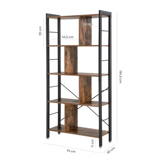 Μεταλλική Βιβλιοθήκη με 4 Ράφια 74 x 30 x 154.5 cm VASAGLE LBC12BX
