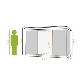 Μεταλλική Αποθήκη Κήπου από Γαλβανισμένο Ατσάλι 280 x 130 x 172 cm ...