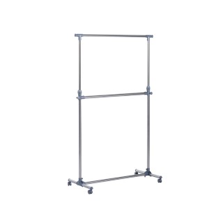 Μεταλλική Κρεμάστρα Ρούχων Δαπέδου 100-165 x 48 x 115-180 cm με Ρόδ... Μεταλλική Κρεμάστρα Ρούχων Δαπέδου 100-165 x 48 x 115-180 cm με Ρόδ...