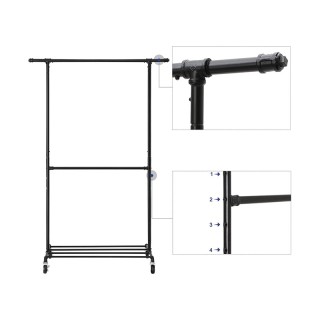 Μεταλλική Κρεμάστρα Ρούχων Δαπέδου 130 x 198 x 49 cm με Ρόδες Songm... Μεταλλική Κρεμάστρα Ρούχων Δαπέδου 130 x 198 x 49 cm με Ρόδες Songm...